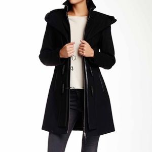 Mackage steffy wool with leather trim hooded coat - excellent condition -